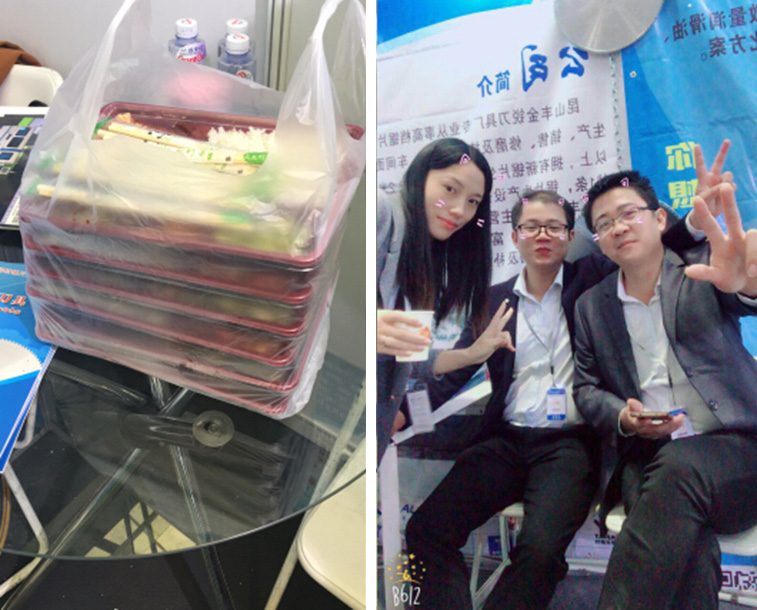 這是參展的鄧氏家人的午餐，順便還有家人出來賣萌!